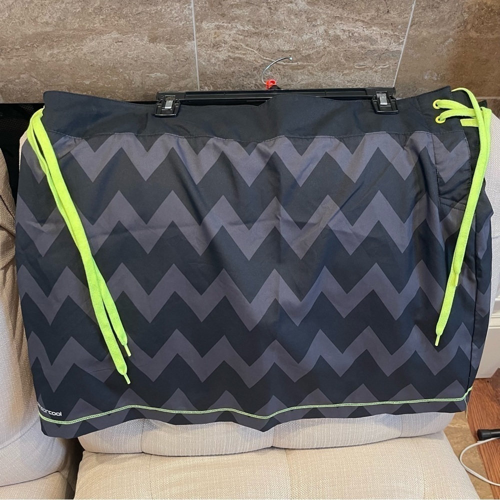 AD: Ping Golf Skirt Skort XXL Geometric Black & Gray Neon Green Ties